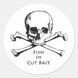 Adesivo Redondo Logotipo Pirata "Fish or Cut Bait"