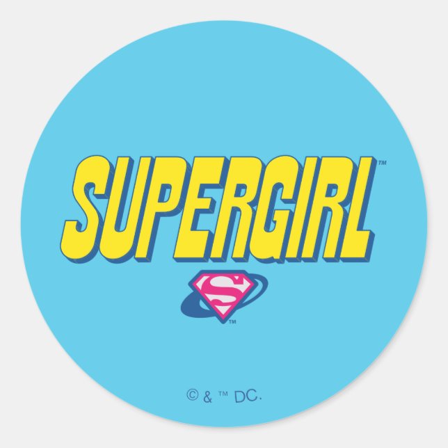 Adesivo Redondo Logotipo Pop da Supergirl (Frente)