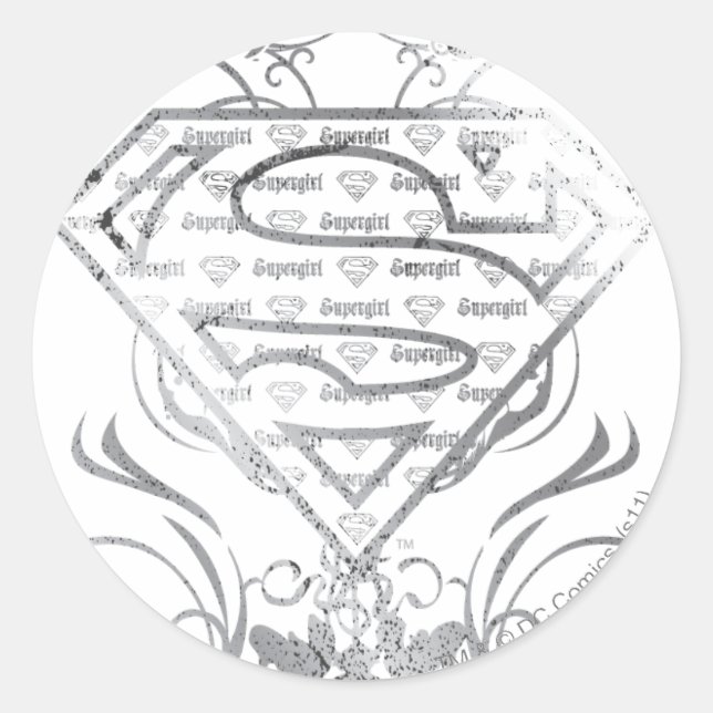 Adesivo Redondo Logotipo prata do Rico da Supergirl (Frente)