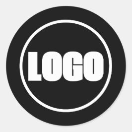 Adesivo Redondo Logotipo preto branco da Marca corporativa simples
