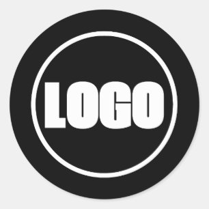 Adesivo Redondo Logotipo preto branco da Marca corporativa simples