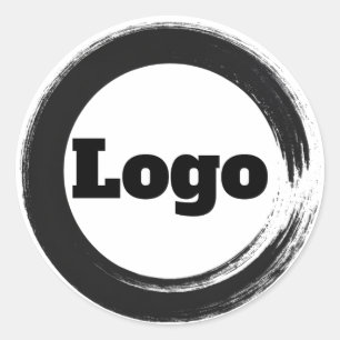 Adesivo Redondo Logotipo preto branco do Marketing de Marca simple