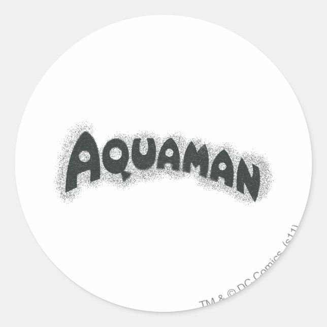 Adesivo Redondo Logotipo Preto Grunge Aquaman (Frente)