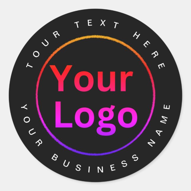 Adesivo Redondo Logotipo preto moderno para empresas (Frente)