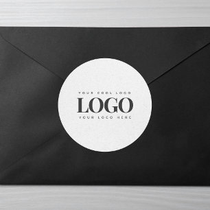 Adesivo Redondo Logotipo Retangular de Kraft Cinza Claro & Negócio