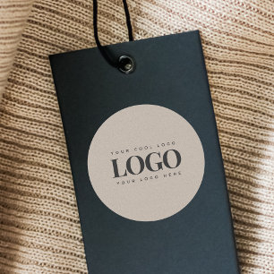 Adesivo Redondo Logotipo Retangular de Kraft Cinza Terroso & Perso