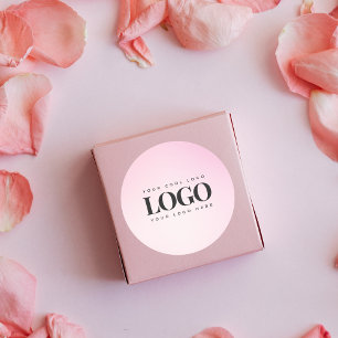 Adesivo Redondo Logotipo Retangular de Negócios com Gradiente Rosa