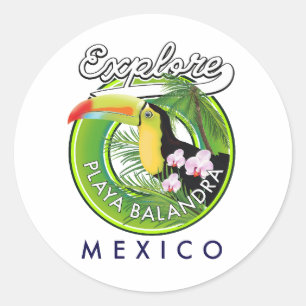 Adesivo Redondo logotipo retrô da Praia Balandra México