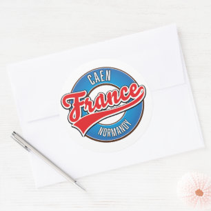 Adesivo Redondo logotipo retrô de Caen Normandia França