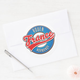 Adesivo Redondo logotipo retrô Rouen Normandia França