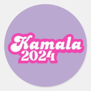Adesivo Redondo Logotipo rosa feminino Kamala Harris 2024