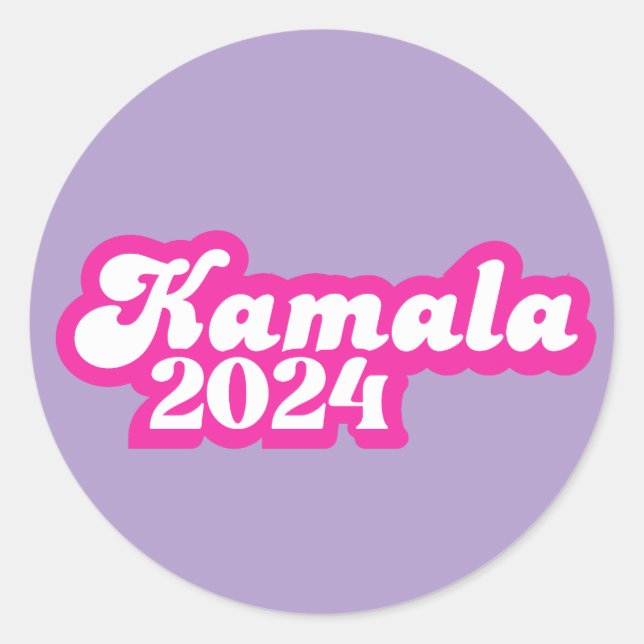 Adesivo Redondo Logotipo rosa feminino Kamala Harris 2024 (Frente)