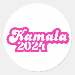 Adesivo Redondo Logotipo rosa feminino Kamala Harris 2024