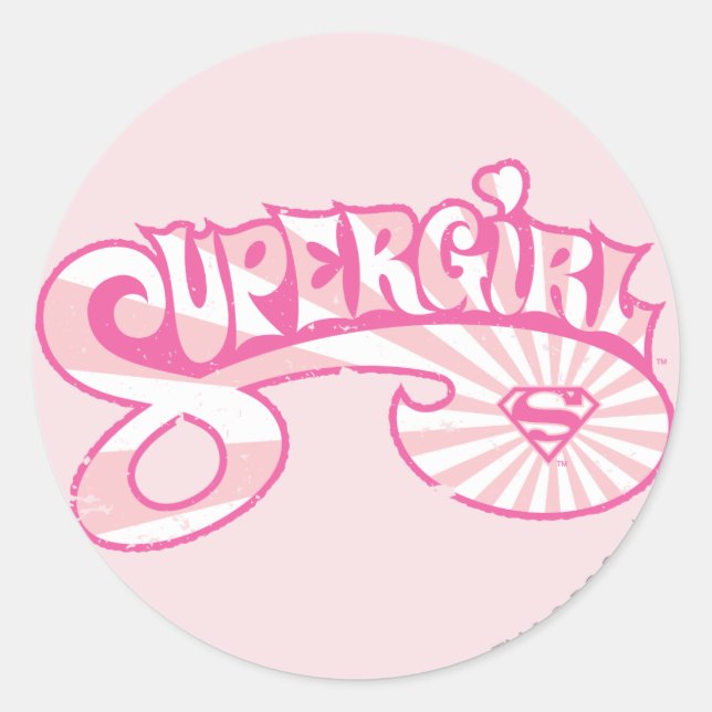 Adesivo Redondo Logotipo rosa-Supergirl Burst (Frente)