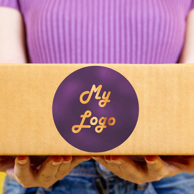 Adesivo Redondo Logotipo roxo da empresa (Criador carregado)