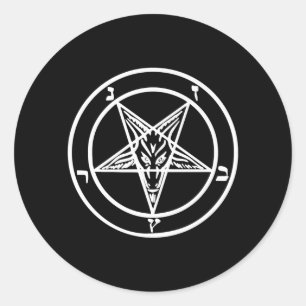 Adesivo Redondo Logotipo Satânico do Pentagrama Invertido