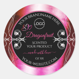Adesivo Redondo Logotipo Shimmery Pink - Rótulos de produto preto