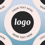 Adesivo Redondo Logotipo simples com texto cor-de-rosa<br><div class="desc">Adicione seu próprio logotipo e escolha de texto a este design. Remova o texto superior ou inferior,  se preferir. Minimalista e profissional. Excelente para marcas de funcionários ou como promocional para seus clientes e clientes.</div>