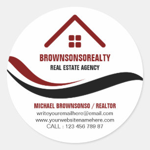 Adesivo Redondo Logotipo simples da agência imobiliária Red
