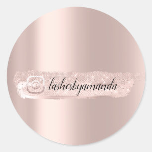 Adesivo Redondo Logotipo Social Rose Blush Noiva Traço Nome Instag