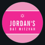 Adesivo Redondo logotipo STAR OF DAVID bonito rosa bat mitzvah<br><div class="desc">*** NOTA - O EFEITO DA FOLHA DE OURO BRILHO É UMA IMAGEM IMPRESSA Um pequeno adesivo de amor bonito que pode ser usado em qualquer ocasião - casamento, chá de fraldas, anúncio de nascimento, graduação, aniversário, artigos de artesanato feitos à mão ou vestuário para embalagens de pequenas empresas, etc......</div>