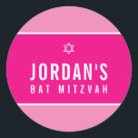 Adesivo Redondo logotipo STAR OF DAVID bonito rosa bat mitzvah<br><div class="desc">*** NOTA - O EFEITO DA FOLHA DE OURO BRILHO É UMA IMAGEM IMPRESSA Um pequeno adesivo de amor bonito que pode ser usado em qualquer ocasião - casamento, chá de fraldas, anúncio de nascimento, graduação, aniversário, artigos de artesanato feitos à mão ou vestuário para embalagens de pequenas empresas, etc......</div>