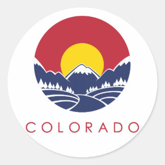 Adesivo Redondo Logotipo Sunset da Rocky Mountain Colorado