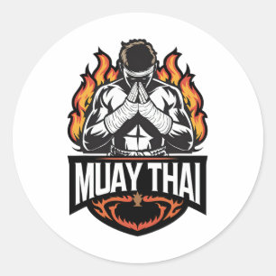 Adesivo Redondo Logotipo tailandês Muay - Luta de boxe tailandesa