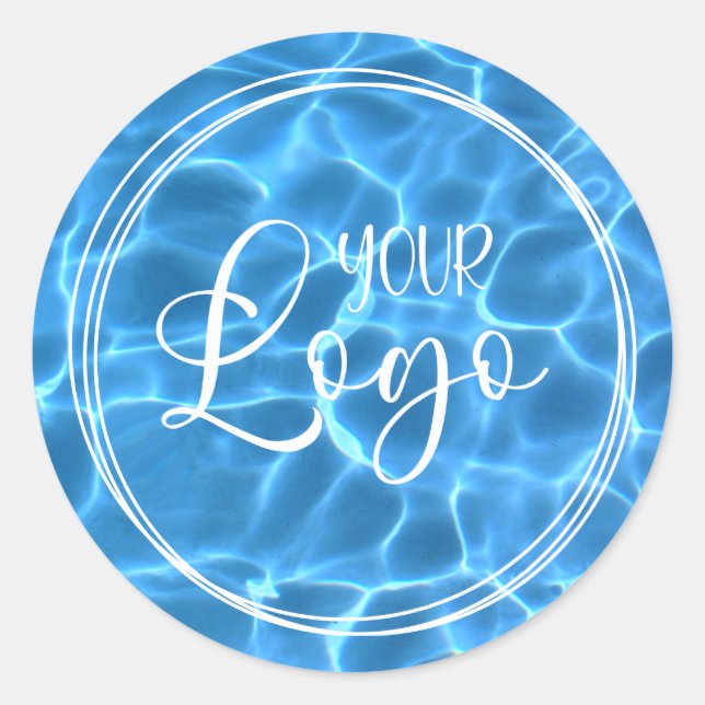 Adesivo Redondo Logotipo Três Anéis Brancos Aqua Piscina Azul (Frente)