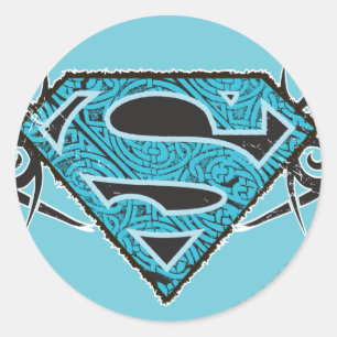 Adesivo Redondo Logotipo tribal do teste padrão de Supergirl