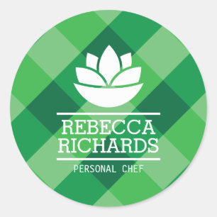 Adesivo Redondo Logotipo verde de catering para saladas saudáveis