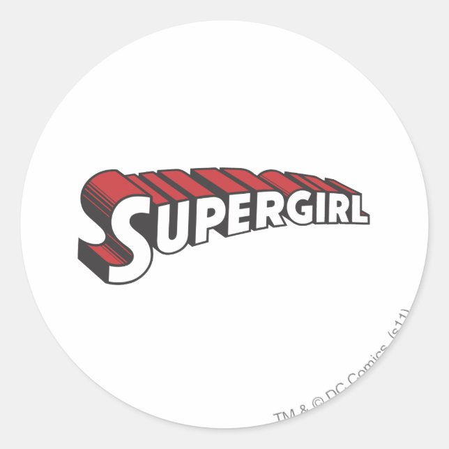 Adesivo Redondo Logotipo vermelho e branco de Supergirl (Frente)