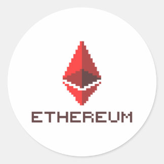 Adesivo Redondo Logotipo vermelho Ethum ETH de 8 bits | Vinheta