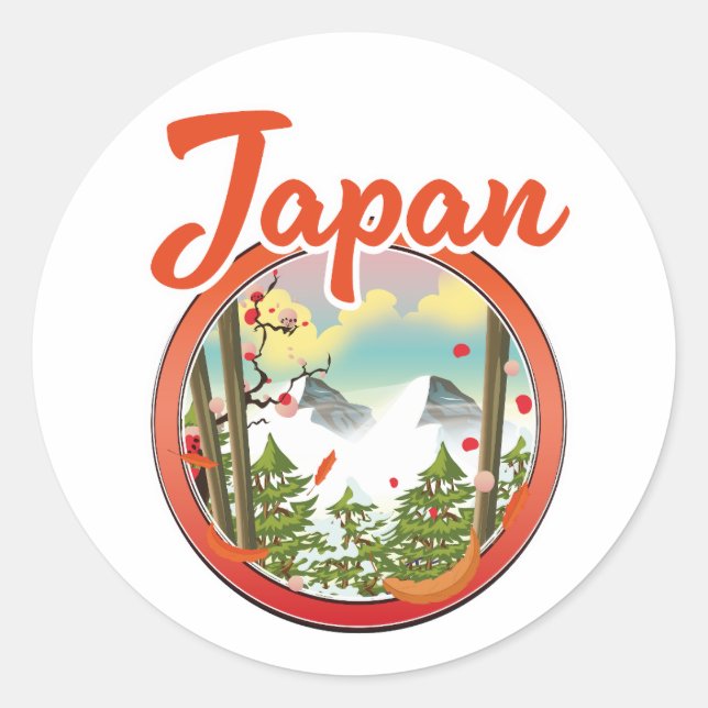 Adesivo Redondo Logotipo viagem do Japão (Frente)