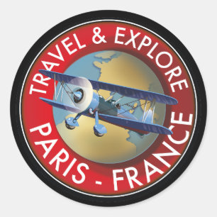 Adesivo Redondo Logotipo Viagem e Explore Paris France