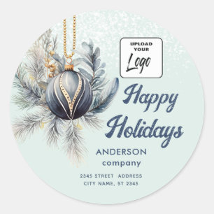 Adesivo Redondo Logotipo Watercolor boho ornamentação inverno verd