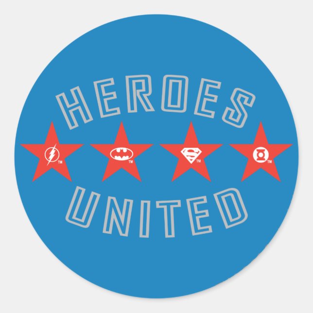 Adesivo Redondo Logotipos desvinculados da Liga da Justiça (Frente)