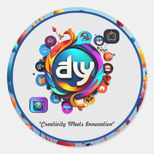 Adesivo Redondo "Logotipos dinâmicos com Flair criativo"