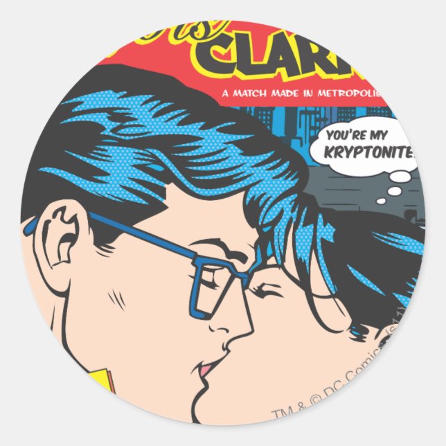 Adesivo Redondo Lois e Clark Comic (Frente)