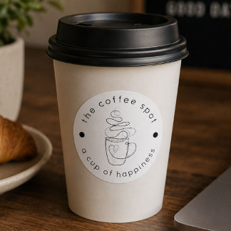 Adesivo Redondo Loja de Café Personalizada Adicione Seu Logotipo M