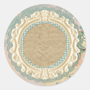 Adesivo Redondo Loja de Molduras Francesas Shabby Chic Paris Antig