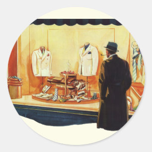 Adesivo Redondo Loja Vintage Business Retail, Compro Man Window