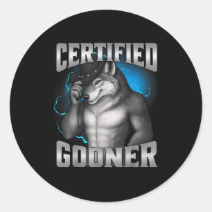 Adesivo Redondo Lol Cringe Sigma Lobo Certificado Gooner