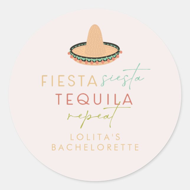 Adesivo Redondo LOLITA Fiesta Siesta Tequila Bachelorette Favor (Frente)