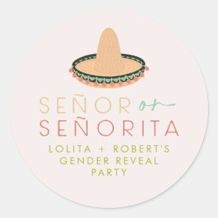 Adesivo Redondo LOLITA Señor ou Señorita Fiesta Gênero Reveal Baby