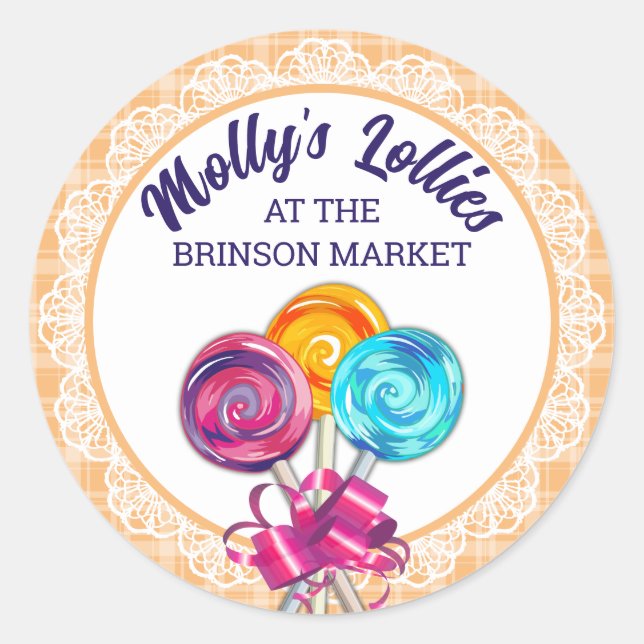 Adesivo Redondo lollipops doce fazedor de doces cozinhando etiquet (Frente)