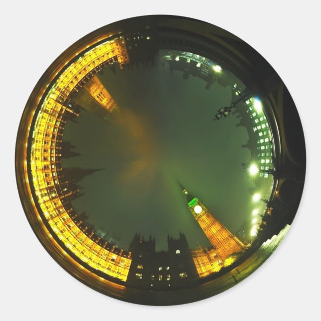 Adesivo Redondo london city big ben parlamento britânico (Frente)