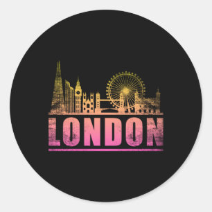 Adesivo Redondo London England City Skyline Cityscape Funny Gift