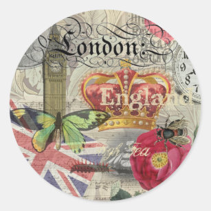 Adesivo Redondo London England Viagem Vintage Europe Art