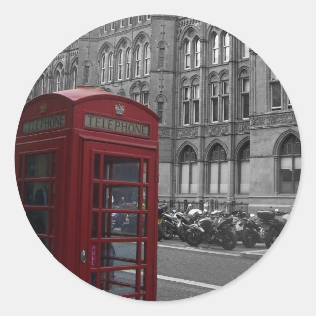 Adesivo Redondo London Phone Booth (Frente)